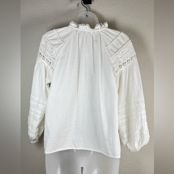 Suncoo Paris Luna Blouse White Boho Peasant Blouse 100% Cotton Size M - Picture 2 of 8